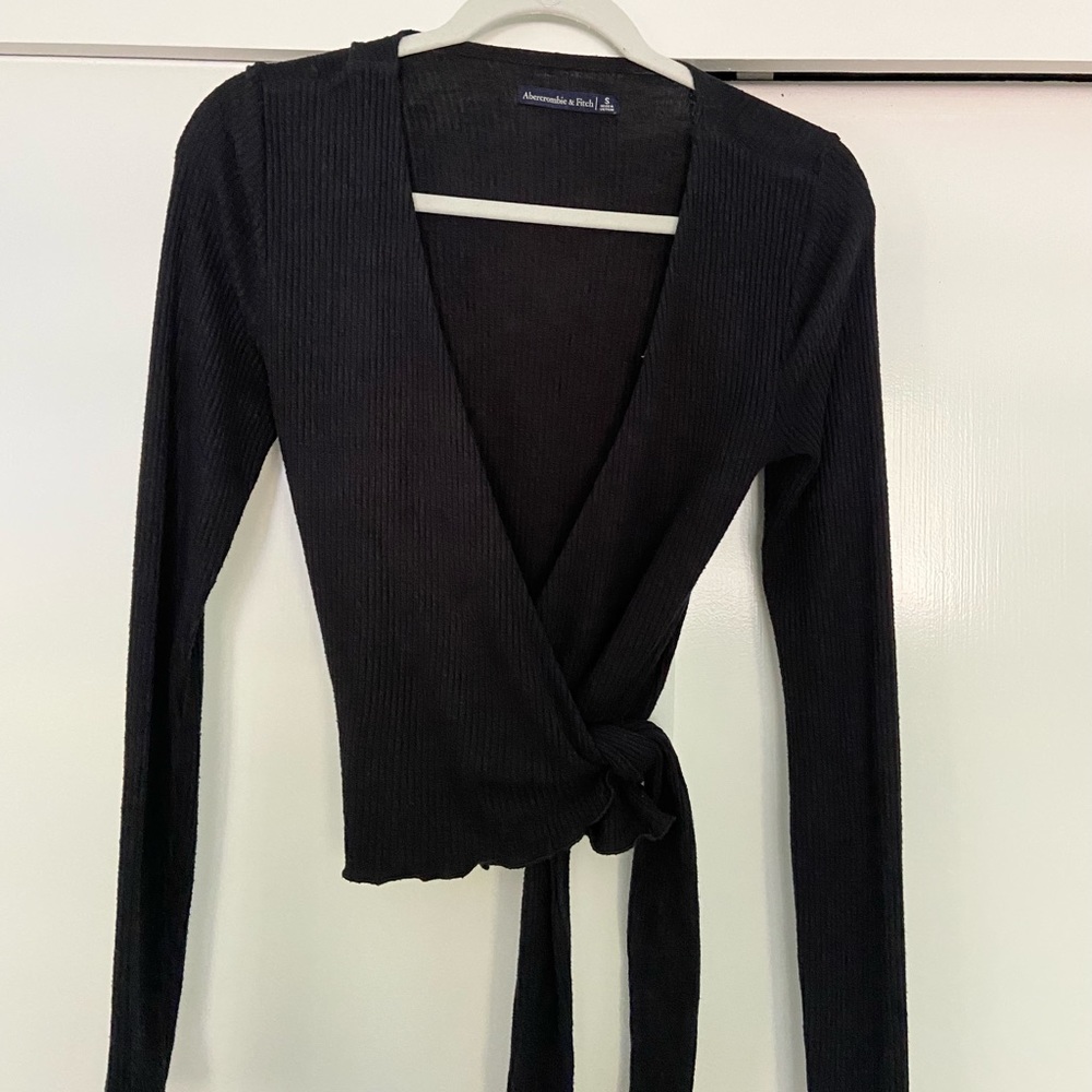 Abercrombie & Fitch Gray Wrap Tie Sweater